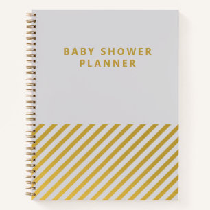 Graue Goldfolie Minimalistisch Baby Showplaner Notizbuch