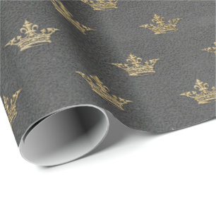 Graue Goldkronen-Grungy Hütten-königlicher Graph Geschenkpapier