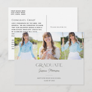 Graue Graduate Script Name Multi Foto Abschluss Postkarte