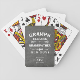 Graue Grandvater-Monogramm Spielkarten
