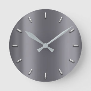 Graue Graphit Metallic Minimal Silver Gray Runde Wanduhr