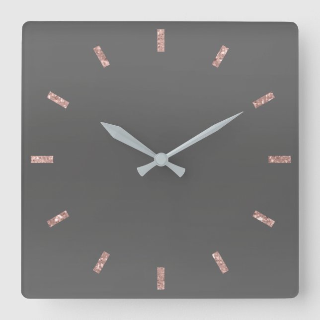 Graue Graphit Rose Rosa Farbton Ombre Minimaler Gl Quadratische Wanduhr (Vorderseite)