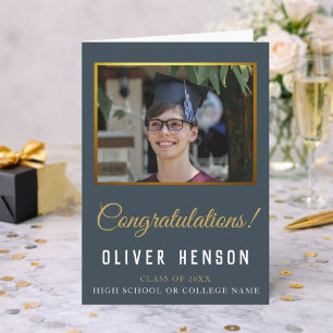 Graue Gratulations Absolvent Foto Abschlussfeier Karte