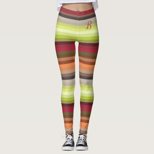 Graue graue graue Streifen mit benutzerdefinierten Leggings (Vorderseite)