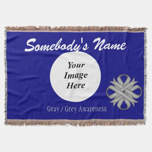 Graue/graue Kleeblatt-Vorlage von K Yoncich Decke (Vorderseite)