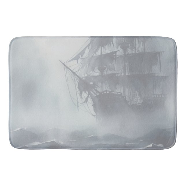 Graue, graue Nebel Piratenschifffahrt Ruhestand Badematte (Vorderseite)