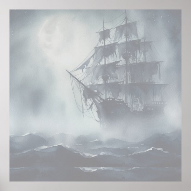 Graue, graue Nebel Piratenschifffahrt Ruhestand Poster (Vorne)