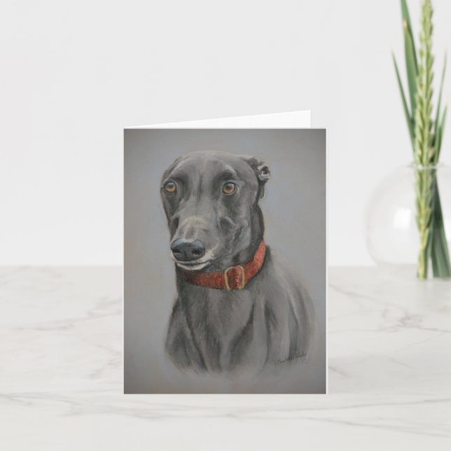 Graue Greyhound Hund Art Note Card Karte (Vorderseite)