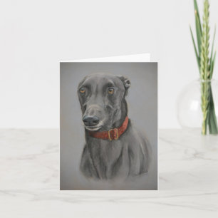 Graue Greyhound Hund Art Note Card Karte