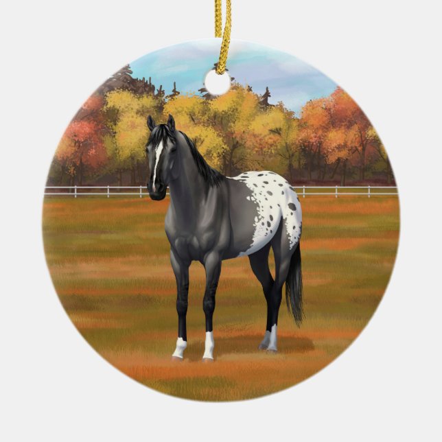 Graue Grulla Appaloosa Vierter Stallion Keramik Ornament (Vorne)