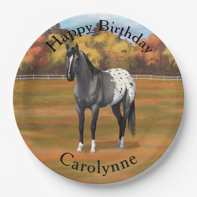 Graue Grulla Appaloosa Vierter Stallion Pappteller (Vorderseite)