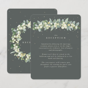 Graue grüne Snowberry+Eucalyptus Garland Empfang Begleitkarte