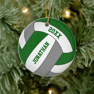 Graue grüne Sportmannschaft färbt Jungen Volleybal Keramik Ornament