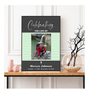 Graue grüne Streifen feiern Lebensbeerdigung Poster