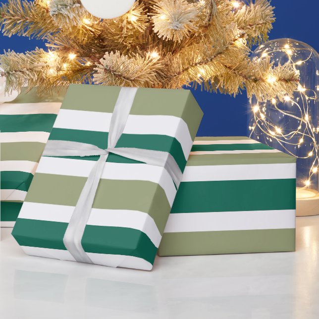 Graue grüne Streifen Geschenkpapier (Feiertage)