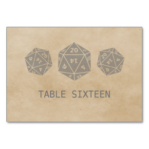 Graue Grunge D20 Würfel Gamer Table Card Tischnummer
