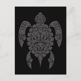 Graue Haida Spirit Sea Turtle auf Schwarz Postkarte