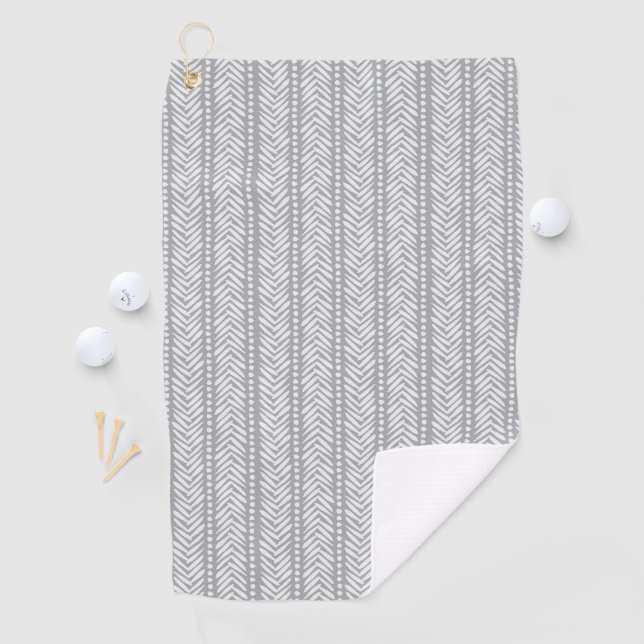 Graue Hand gezeichnetes Zickzack Muster Golfhandtuch (Insitu)
