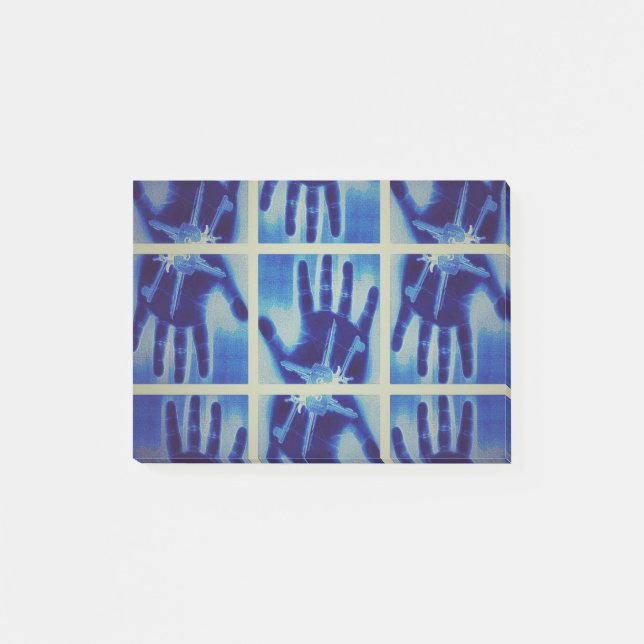 graue Hand Post-it Klebezettel (Vorderseite)