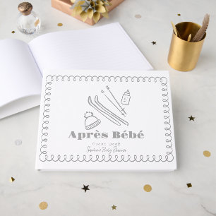 Graue handgezeichnete Ski Après Bébé Baby Shower Gästebuch