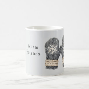 Graue Handschuhe warme Wünsche Kaffeetasse