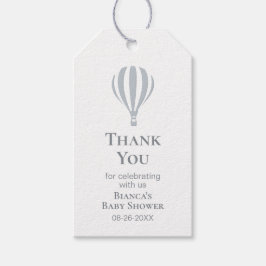 Graue Heißluftballon Babydusche Danke Geschenkanhänger