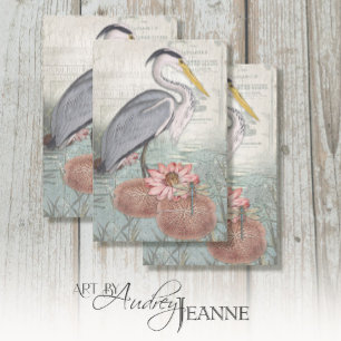 Graue Heron Water Lily Pond Vintages Dekoelement Seidenpapier