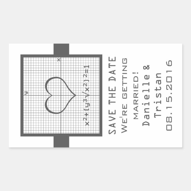 Graue Herz-Mathematik-Grafik "Save the Date"-Aufkl Rechteckiger Aufkleber (Vorderseite)