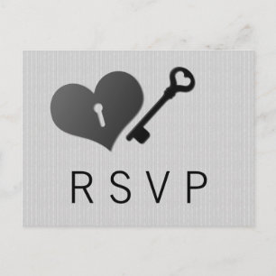Graue Herz- und Tastenkarte Einladungspostkarte