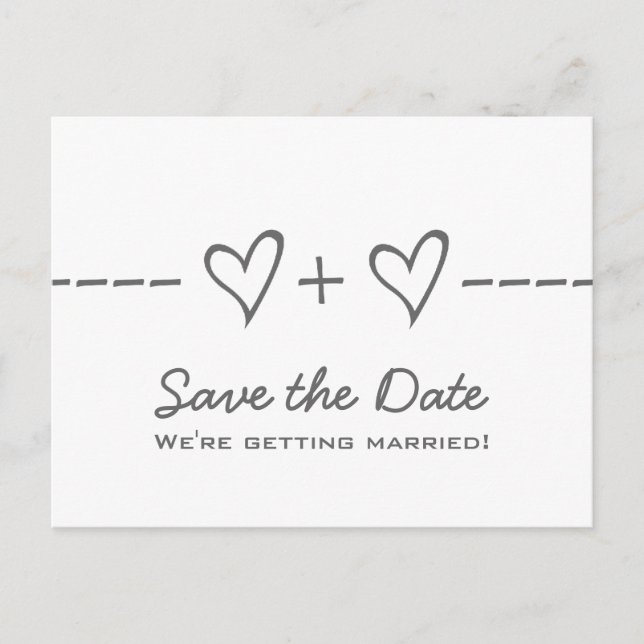 Graue Herzäquation Save the Date Postkarte (Vorderseite)