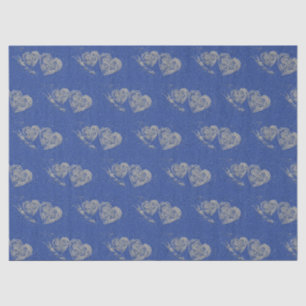 Graue Herzen, Blue-Jean-Hintergrund, Gewebepapier Seidenpapier