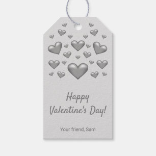 Graue Herzen Frohes Valentinstag & Benutzerdefinie Geschenkanhänger