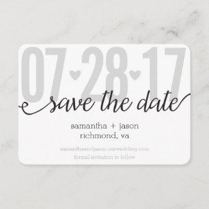 Graue Herzen und Zickzack große Zahlen Save the Save The Date