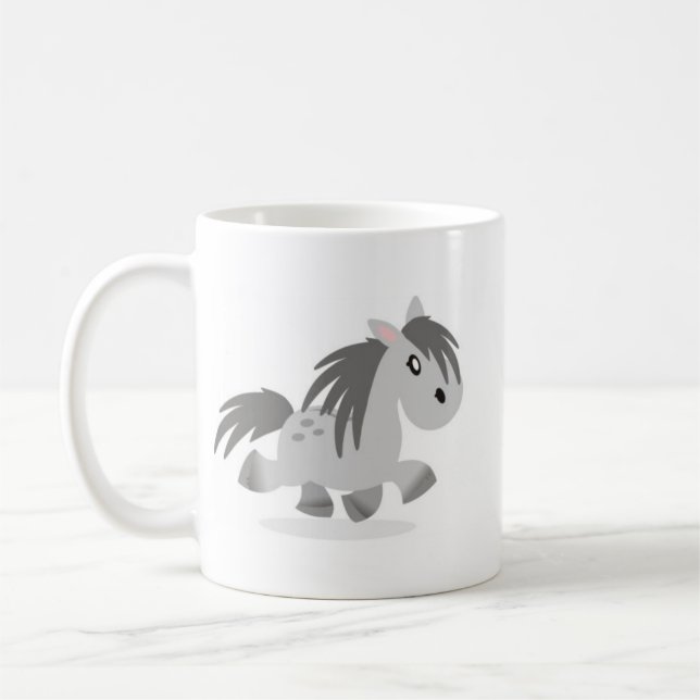 Graue Hochland-Pony-Cartoon-Tasse Tasse (Links)