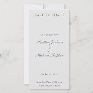 Graue Hochzeit Beruflich Minimalistisch Schlicht Save The Date