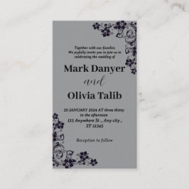 Graue Hochzeitseinladung / einfach & romantisch Begleitkarte