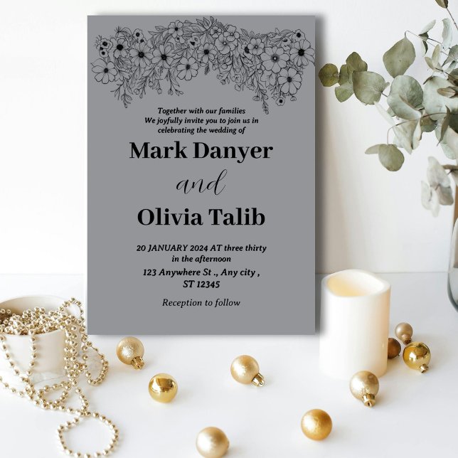 Graue Hochzeitseinladung / einfaches & romantische Einladung (Von Creator hochgeladen)
