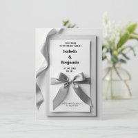 Graue Hochzeitseinladung mit Satinband