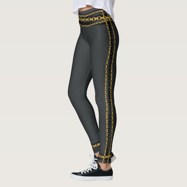 Graue Holzkohle aus Gold und Schwarz Leggings (Links)
