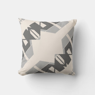 Graue Holzkohle Beige Formen Diagonales Abstrakt Kissen