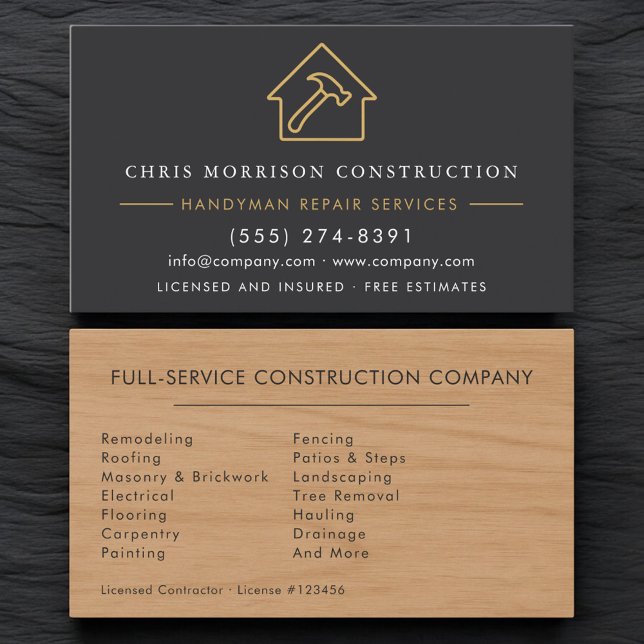 Graue Holzmaserung Handwerker Visitenkarte (Von Creator hochgeladen)