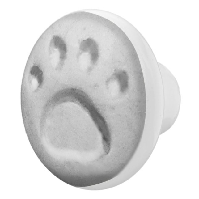 Graue Hundepfoten Keramikknauf (Rechts)