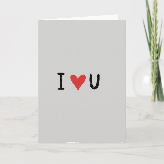 Graue Ich liebe Dich Karte (Vorderseite)
