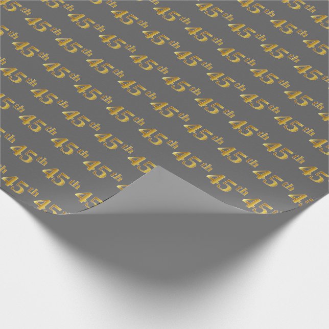 Graue, Imitate Gold 45. (fünfundvierzigste) Verans Geschenkpapier (Ecke)