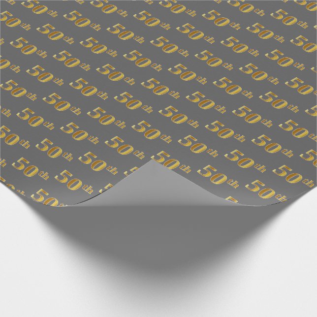 Graue, Imitate Gold 50. (Fünfzigste) Veranstaltung Geschenkpapier (Ecke)