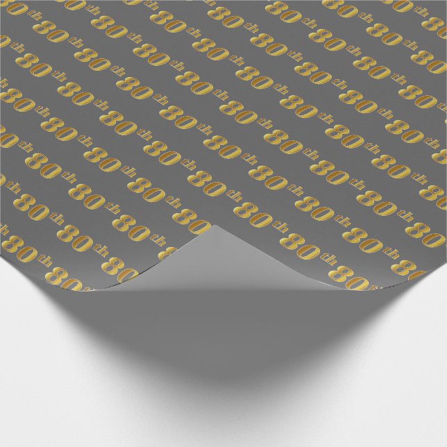 Graue, Imitate Gold 80. (Achtzigste) Veranstaltung Geschenkpapier (Ecke)