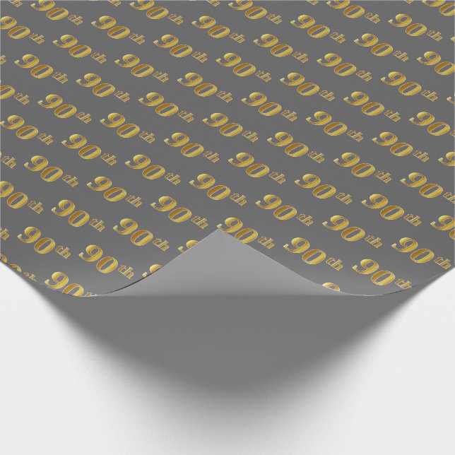 Graue, Imitate Gold 90. (Neunzigste) Veranstaltung Geschenkpapier (Ecke)