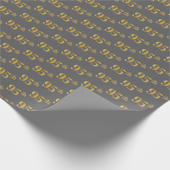 Graue, Imitate Gold 95. (fünfundneunzigste) Verans Geschenkpapier (Ecke)