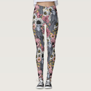 Graue Jay und Blume Leggings
