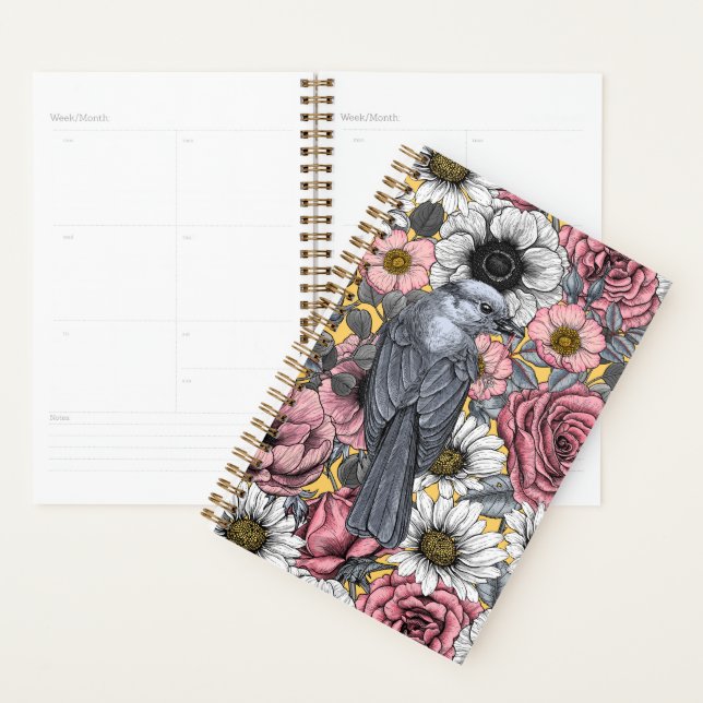 Graue Jay und Blume Planer (Anzeige)